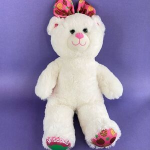 Build A Bear Girl Scout Cookie Plush Pink White Bow BAB EUC